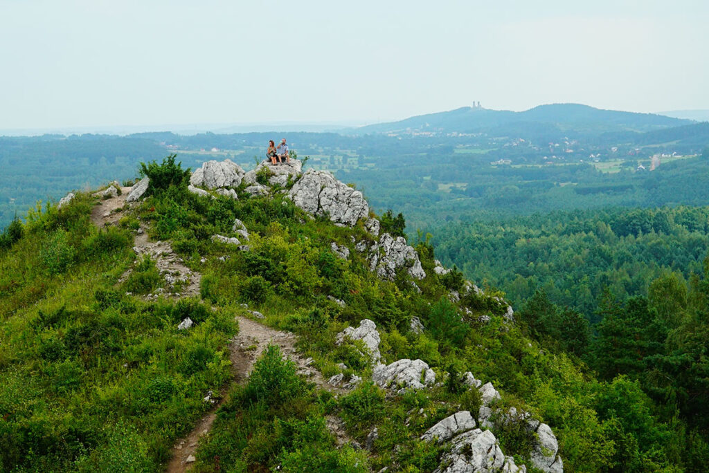 Kulminacja Miedzianki z widokiem na Gorę Zamkową w Chęcinach